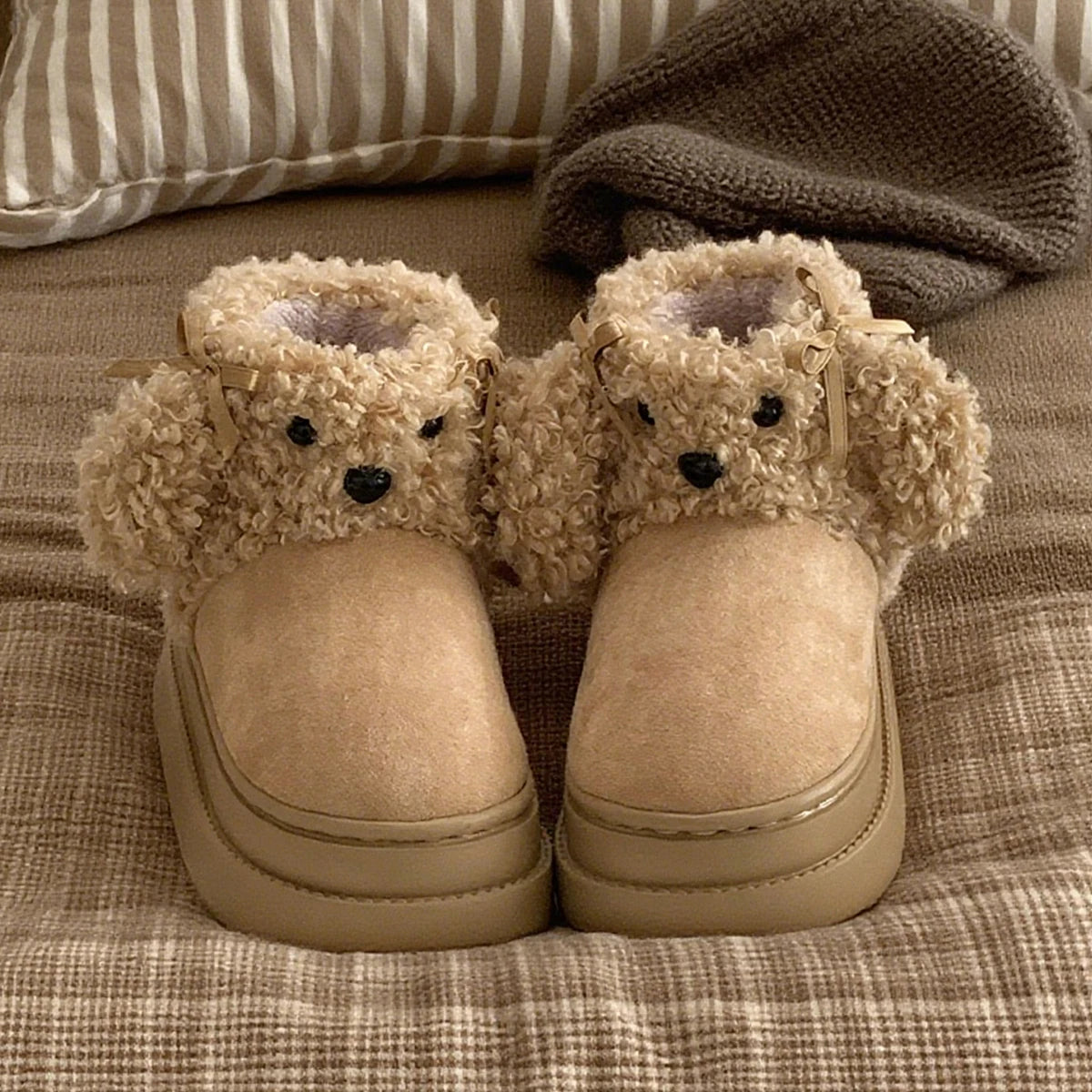 Winter New Warm Snow Boots 2025 Fur Design Women Short Boots Non-slip Light Comfortable Child Home Slippers High Top Shoe