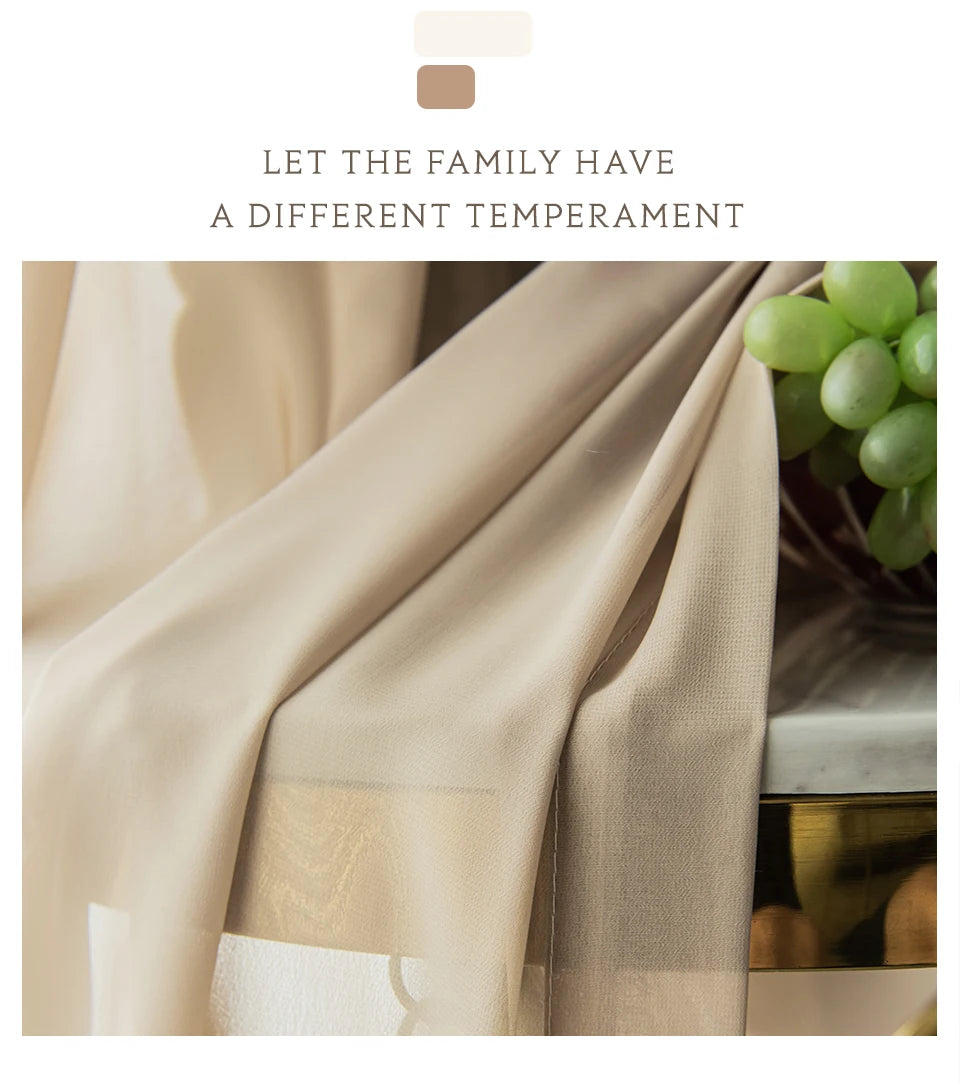 Modern Brown Voile Curtains for Kids Bedroom Living Room Sheer Curtain in Kitchen Hall Cortinas Ventana Firany Treatment Rideaux