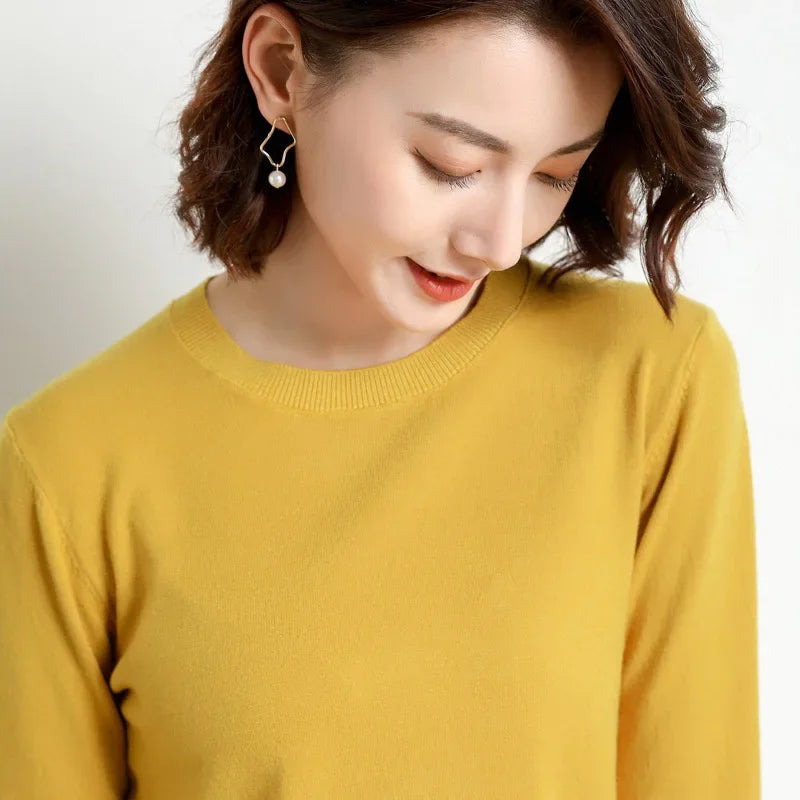 Women Sweater O-neck Autumn Winter Basic Pullover Warm Casual Pulls Jumpers Korean Fashion Spring Knitwear Bottoming Shirt 2025
