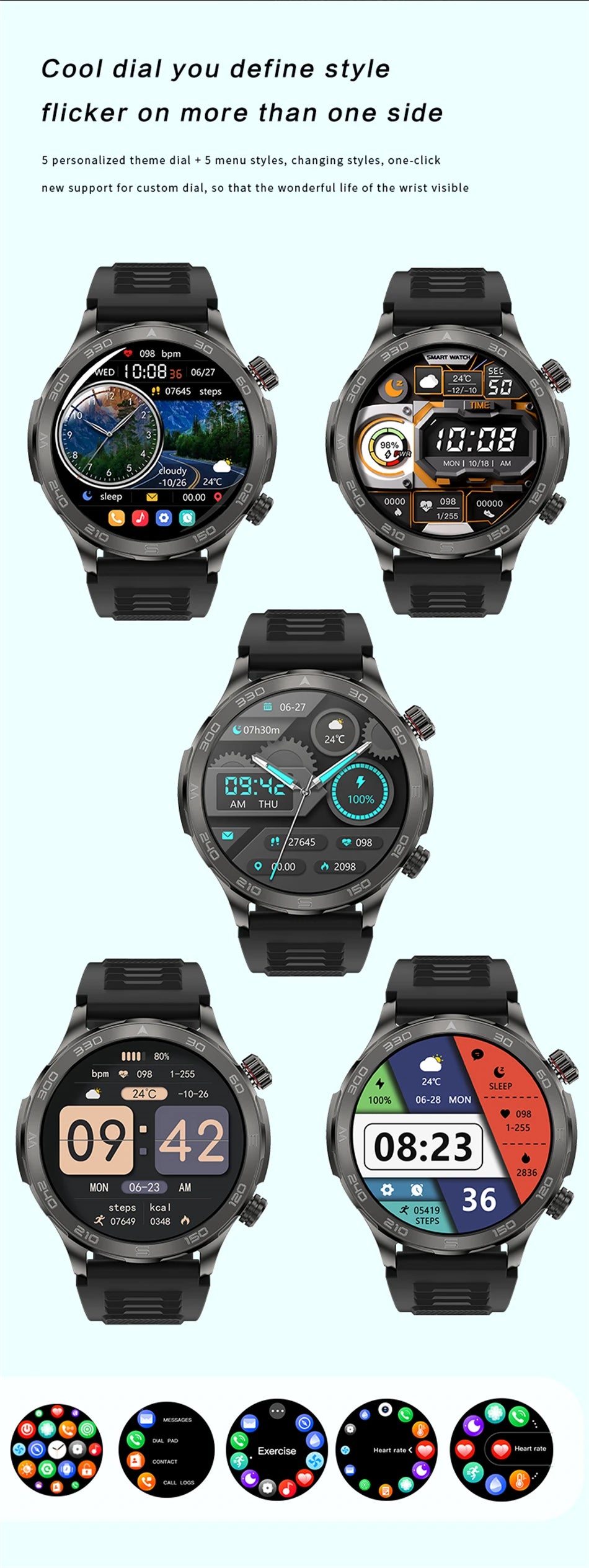 2024 New Bluetooth Call Smart Watch Men For Huawei AMOLED HD Large Screen Heart Rate NFC IP68 Waterproof GPS Sports Smart Watch