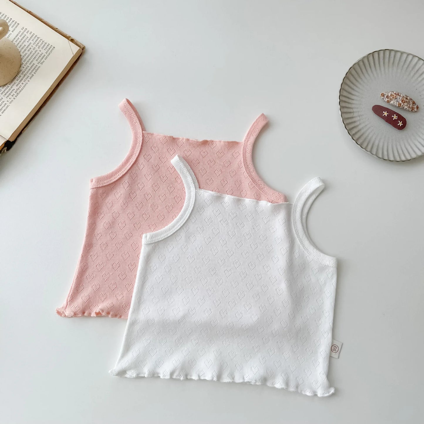 New Kid Camisole Newborn Hollow Out Love Vest Girl Baby Thin Solid Casual Tops Waistcoat Infant Cotton Suspenders Shirt