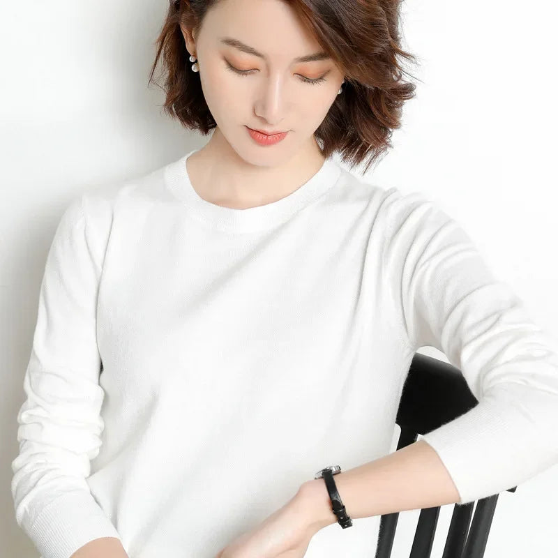 Women Sweater O-neck Autumn Winter Basic Pullover Warm Casual Pulls Jumpers Korean Fashion Spring Knitwear Bottoming Shirt 2025