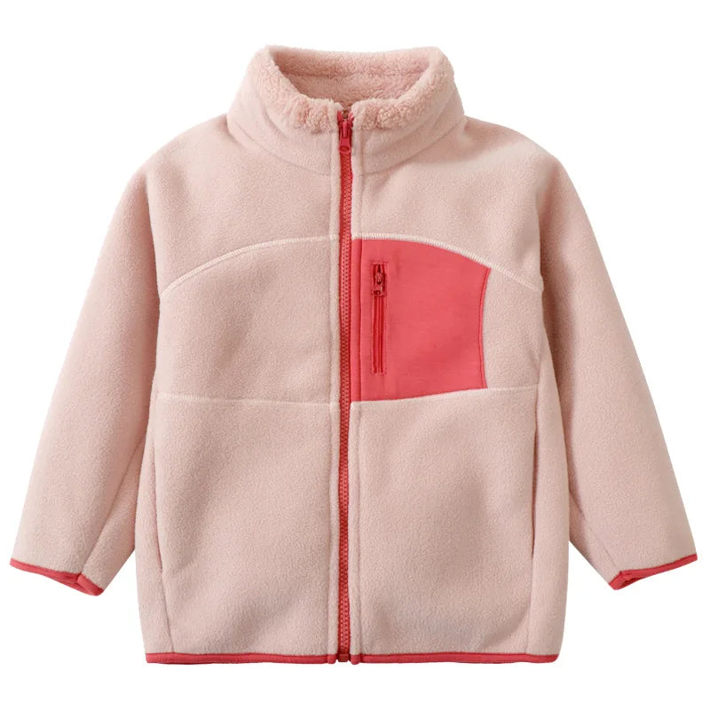 Children's Fall Winter Jacket Fleece Thick Teenage Boys Girls Outerwear Warm Windproof Soft Cozy Fur Coats for Kids 4-18 Years