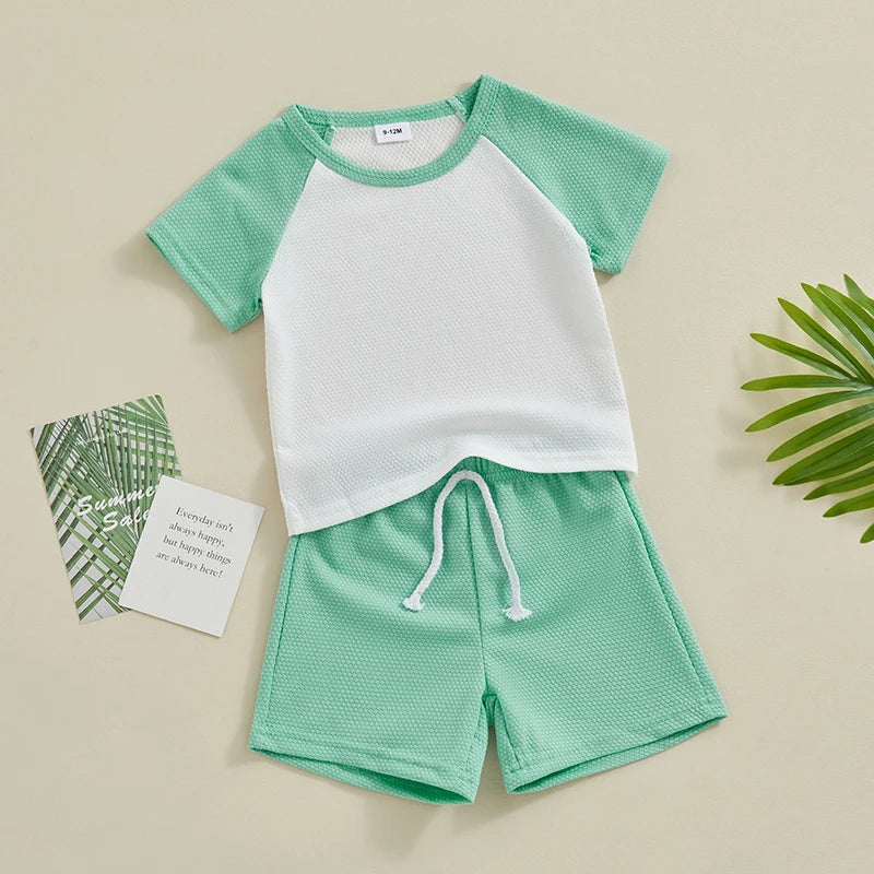 Toddler Baby Girl Boy Summer Clothes Raglan Short Sleeve Shirt Shorts Set Infant 2Pcs Casual Outfits 9 12 18M 2T 3T