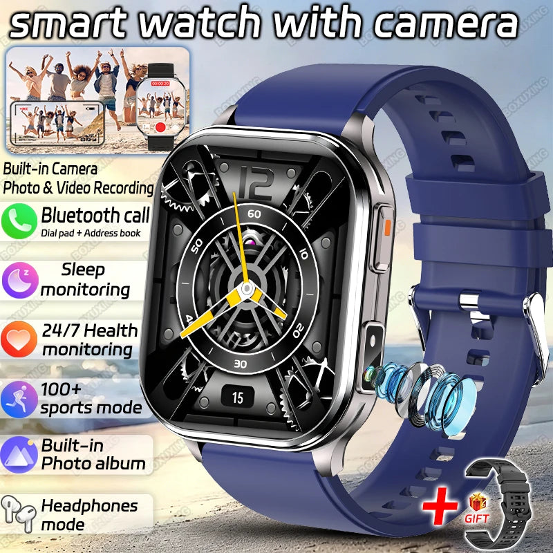 2026 New Smart Watch With Camera Men Women Photos Record Video Health Sports Fitness IP68 Waterproof Call Recording Smartwatches