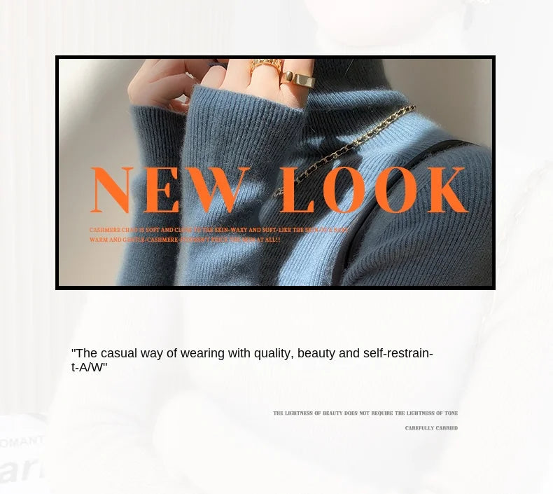 100% pure cashmere sweater women  sweater slim fit sweater versatile for autumn and winter knitted high neck cashmere