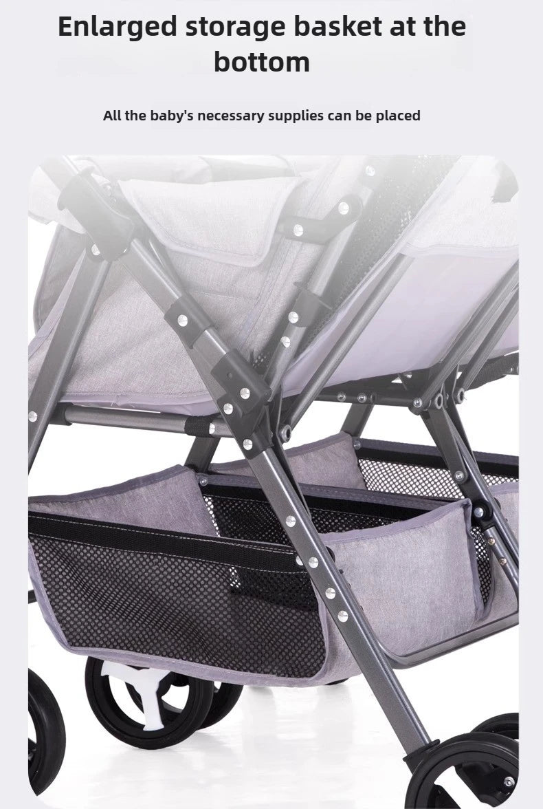 Twin Stroller, Double Seat/double Recline Stroller, Foldable, Suitable for Two People and Can Be Taken Into Elevators.