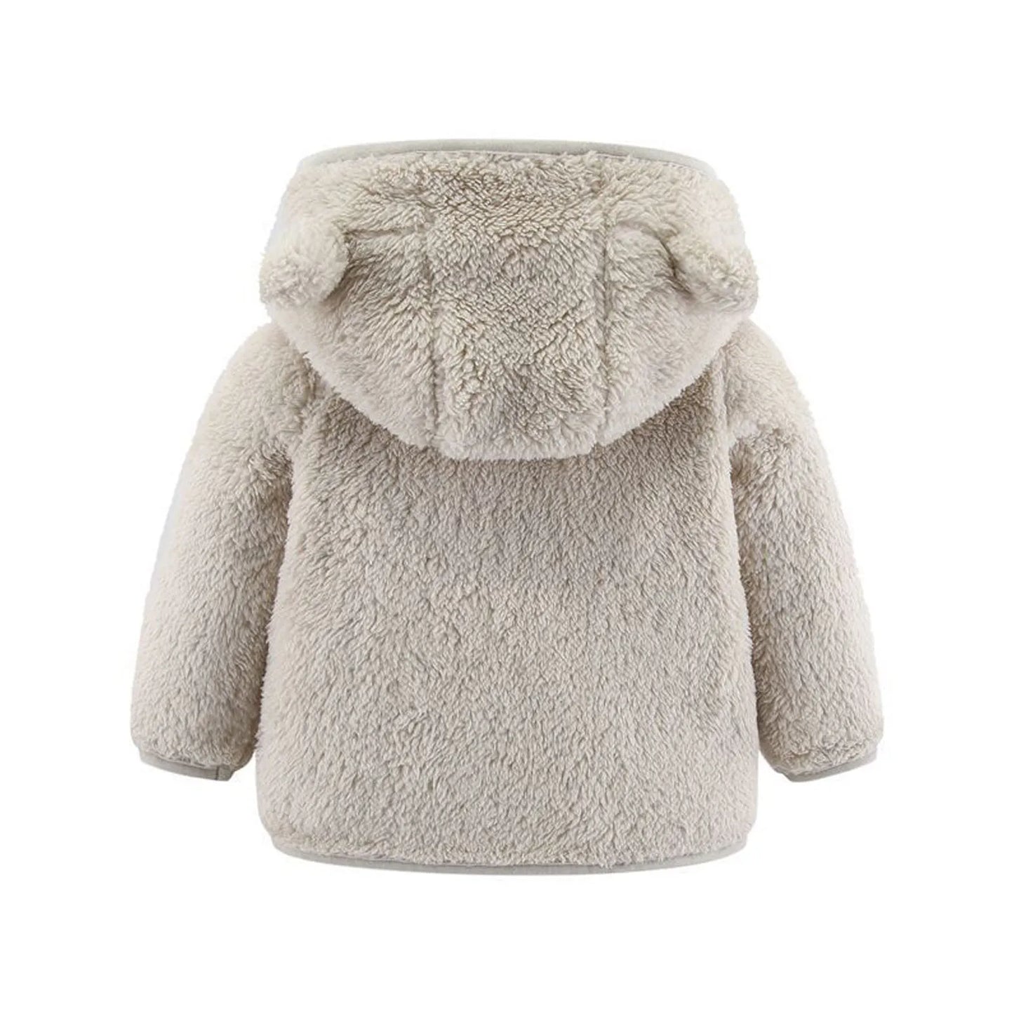 Chaqueta con capucha de lana para bebés recién nacidos, abrigo con orejas de oso y cremallera de manga larga, traje de nieve bonito, ropa de abrigo térmica para niños pequeños