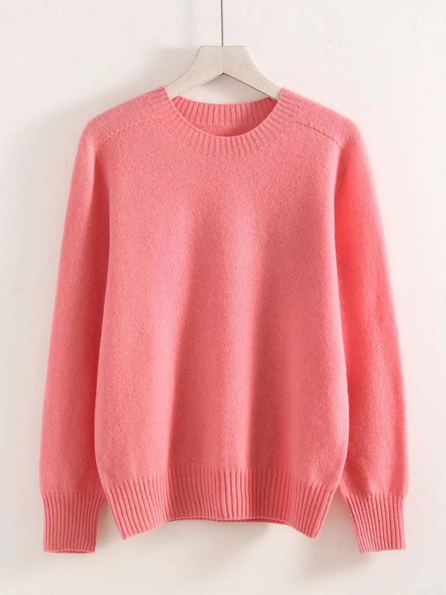 Women Cashmere Sweaters Burgundy O Neck Warm Knitted Brown Pullover Jumper Autumn Winter Wool Sweater Woman Purple Knit Top