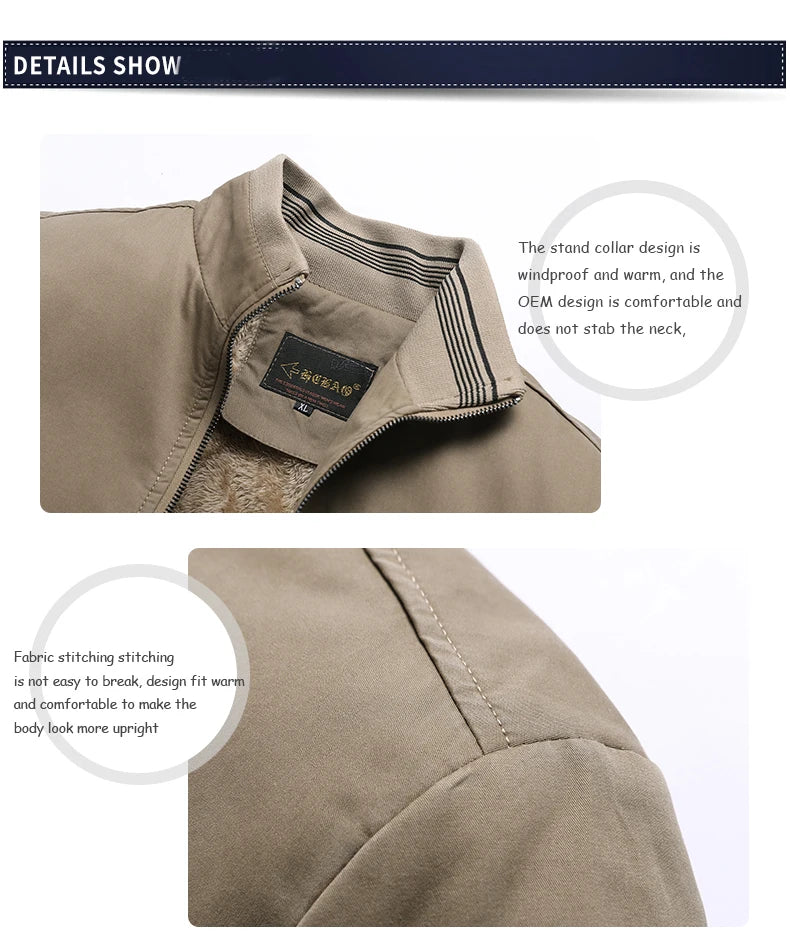 2025 Autumn Men Jackets 100% Cotton Chaqueta Casual Solid Fashion Vintage Warm Vestes Coats High Quality M-5XL Winter Jacket Men