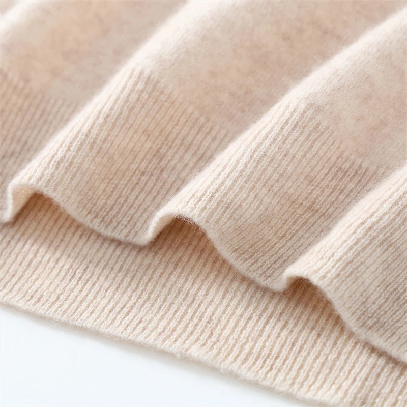 Autumn/Winter Men's 100% Pure Cashmere Pullover Business Casual Solid Knitted Sweater Loose Collar Tops Thick Warm Base Jumper