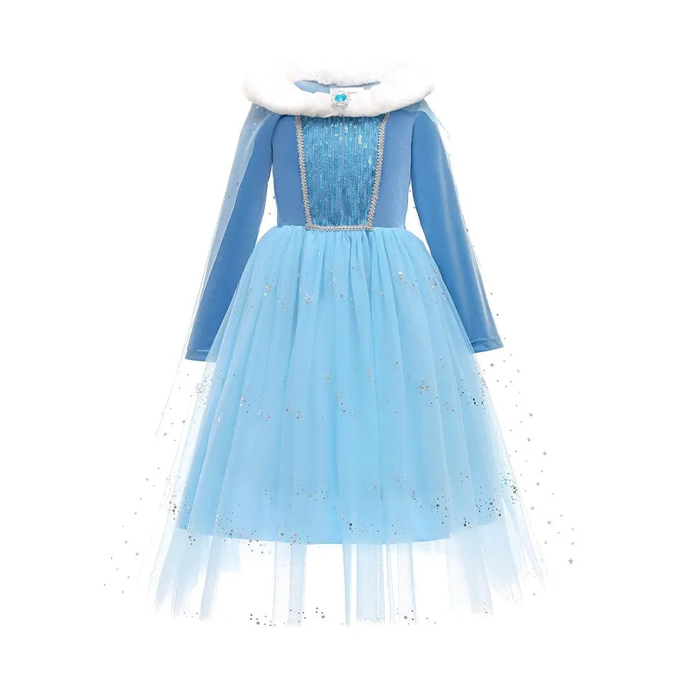 Children Princess Fancy Costume Elsa Party Carnival Aurora Sofia Dress Up for Girl Christmas Birthday Belle Snowflake Vestides