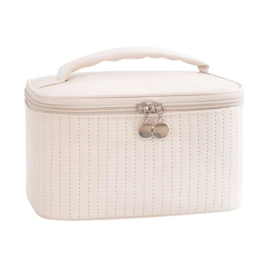 Makeup Bags for Women Travel Toiletry Cute Cases Bag Portable Solid Color Makeup Organizer Box Cosmetic Bag Neceser PU Leather