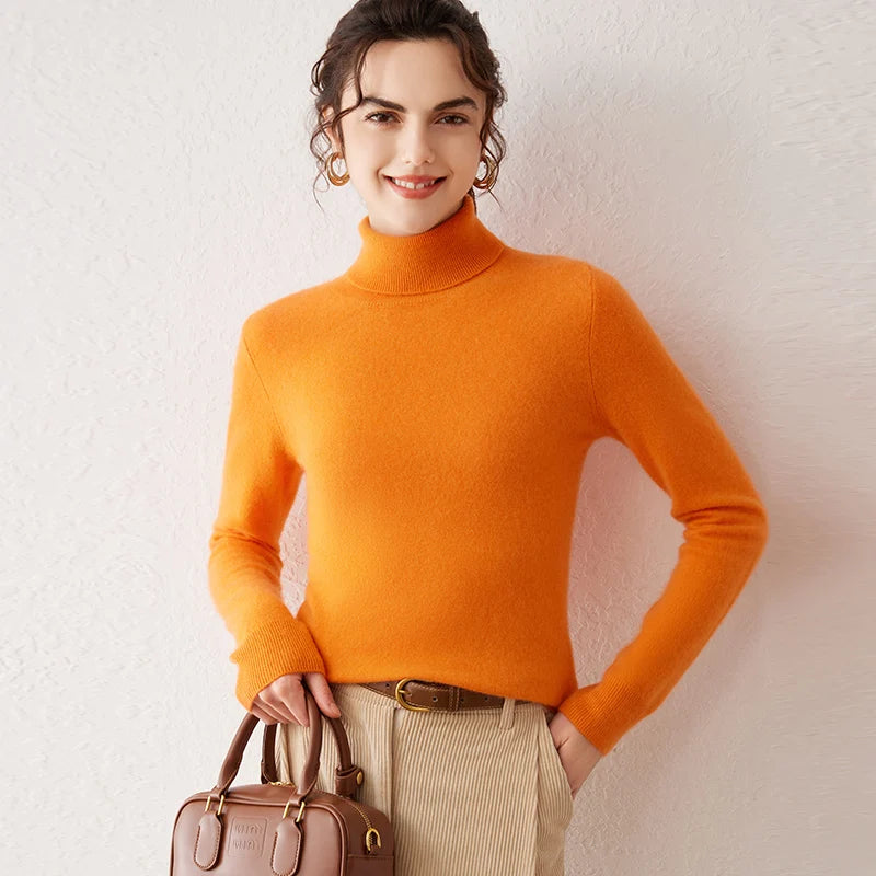 Ladies Sweater Cashmere Sweater Women Wool Turtleneck Knitwears 100% Cashmere Tops Long Sleeve Pullovers Jumpers Female Clothing