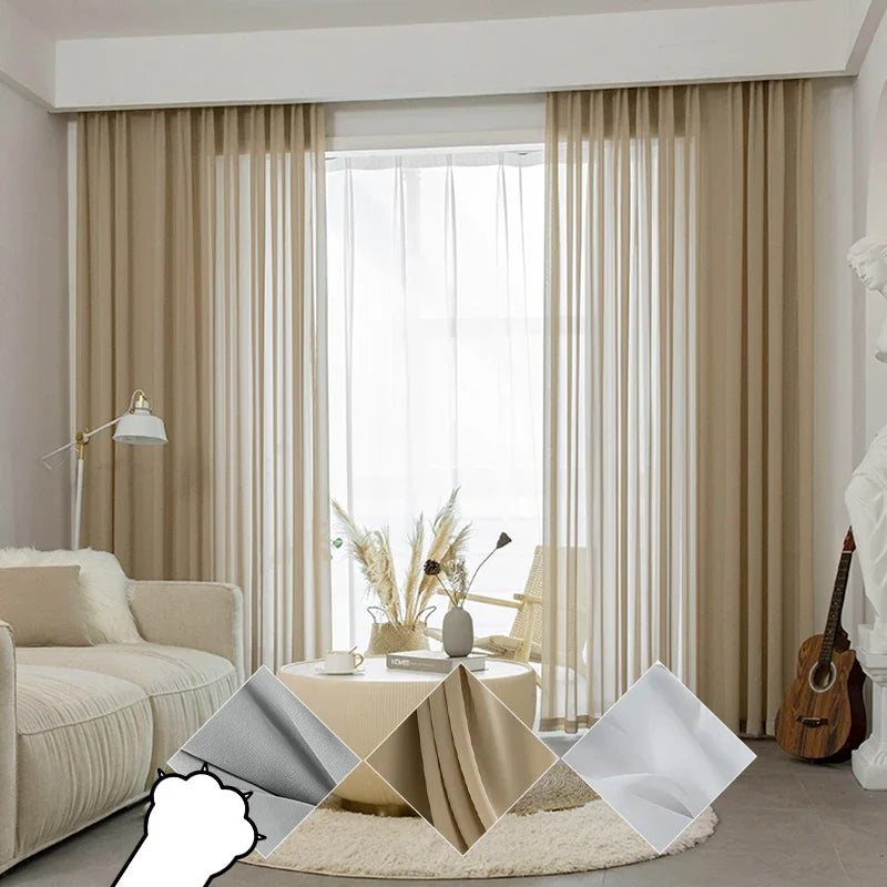 Modern Brown Voile Curtains for Kids Bedroom Living Room Sheer Curtain in Kitchen Hall Cortinas Ventana Firany Treatment Rideaux