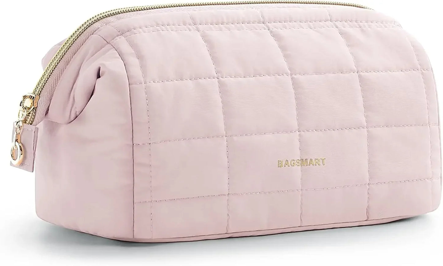 Makeup Bag Travel Toiletry Bag Puffy Padded Make Up Bags Wide Open Pouch Purse Travel Essentials Toiletries Accessories Brushes
