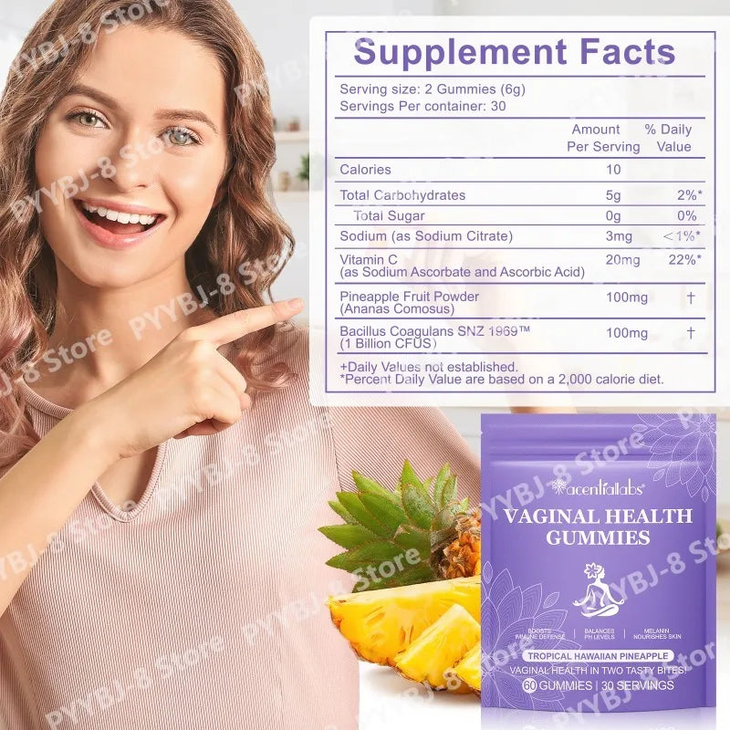 Acentiallabs Vaginal Health Gummies with Bacillus Coagulans and Vitamin C, Supports Immune Defense and PH Balance, 60 Gummies