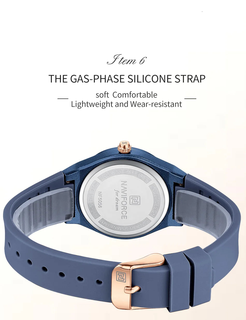 NAVIFORCE 2025 Women Fashion Watches Quartz Watch Sports Silicone Strap Ladies Wristwatches Simple Clock Gift relogios feminino
