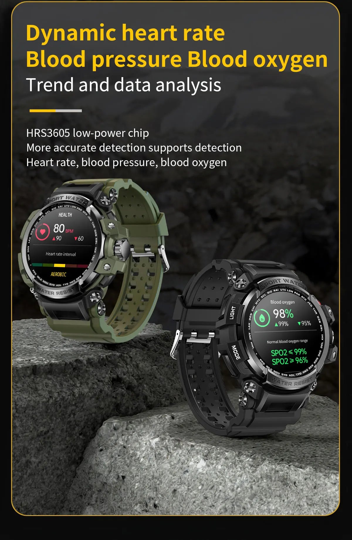 New Military Outdoor Sports Fitness Smart Watch For Men Bluetooth Call Fitness Tracker Health Monitoring Blood Oxygen Waterproof