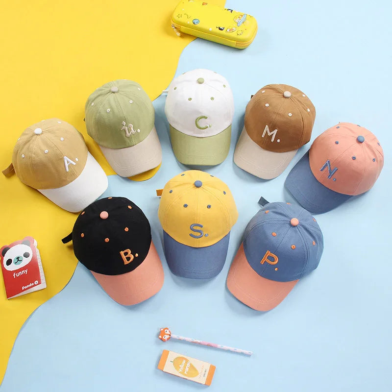 Spring Summer Letter Baby Baseball Cap Fashion Outdoor Sport Kids Sun Hat Adjustable Toddler Boys Girls Peaked Baby Turban Hats