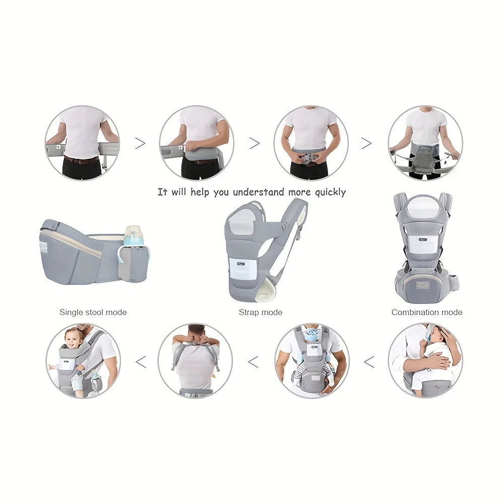 Baby Carrier Infant Multifunctional Waist Stool Newborn To Toddler Before and After Kangaroo Bag Accessories 6-in-1 Baby Carrier