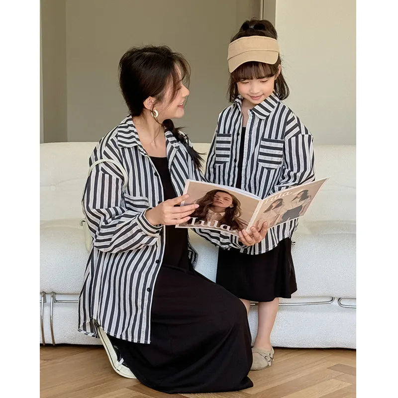 Family Matching Couple Clothes Dad Mom Children Shirts Coat Father Mother Daughter Son Clothing Sets Korean Parent-child Outfit
