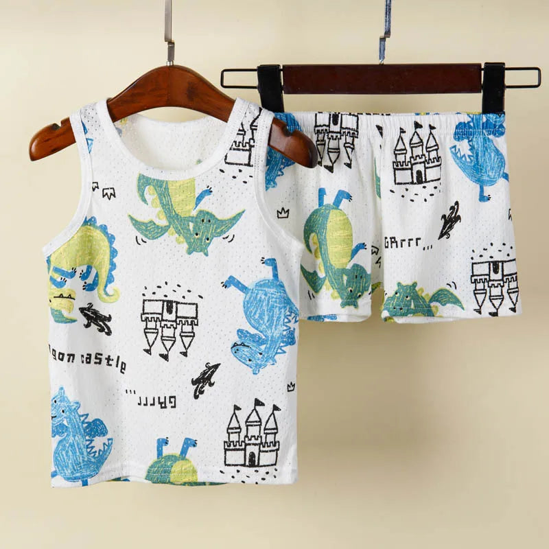 Children Pajamas for Girls Boys 1 to 2 3 4 5 6 7 8 9 Years Cotton Green Pink Toddler Girl Pijama Short Set Teen Boy Pyjama Suit