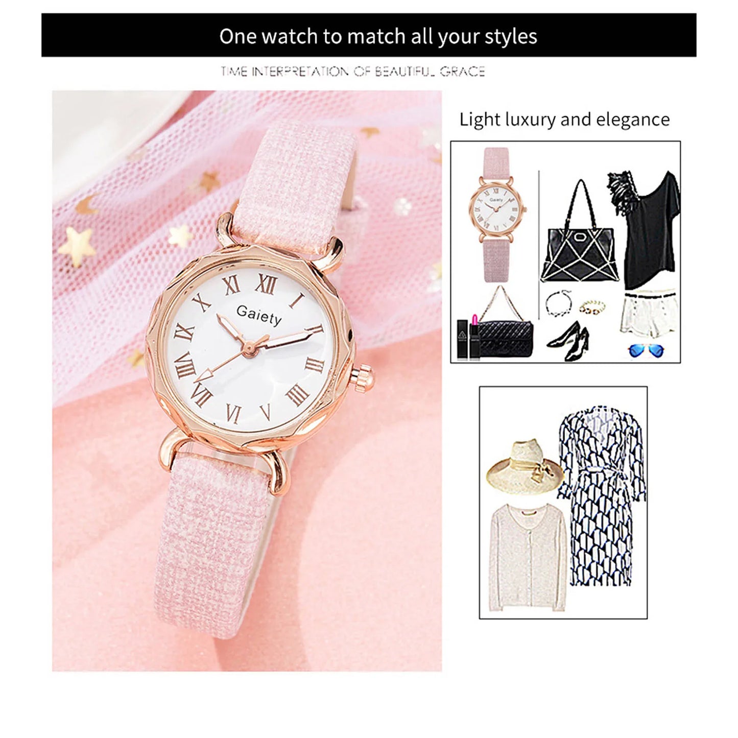 2pcs Set Luxury Women Bracelet Quartz Watches For Women Leather Watch Ladies Quartz Wristwatches Temperament Ladies Watch