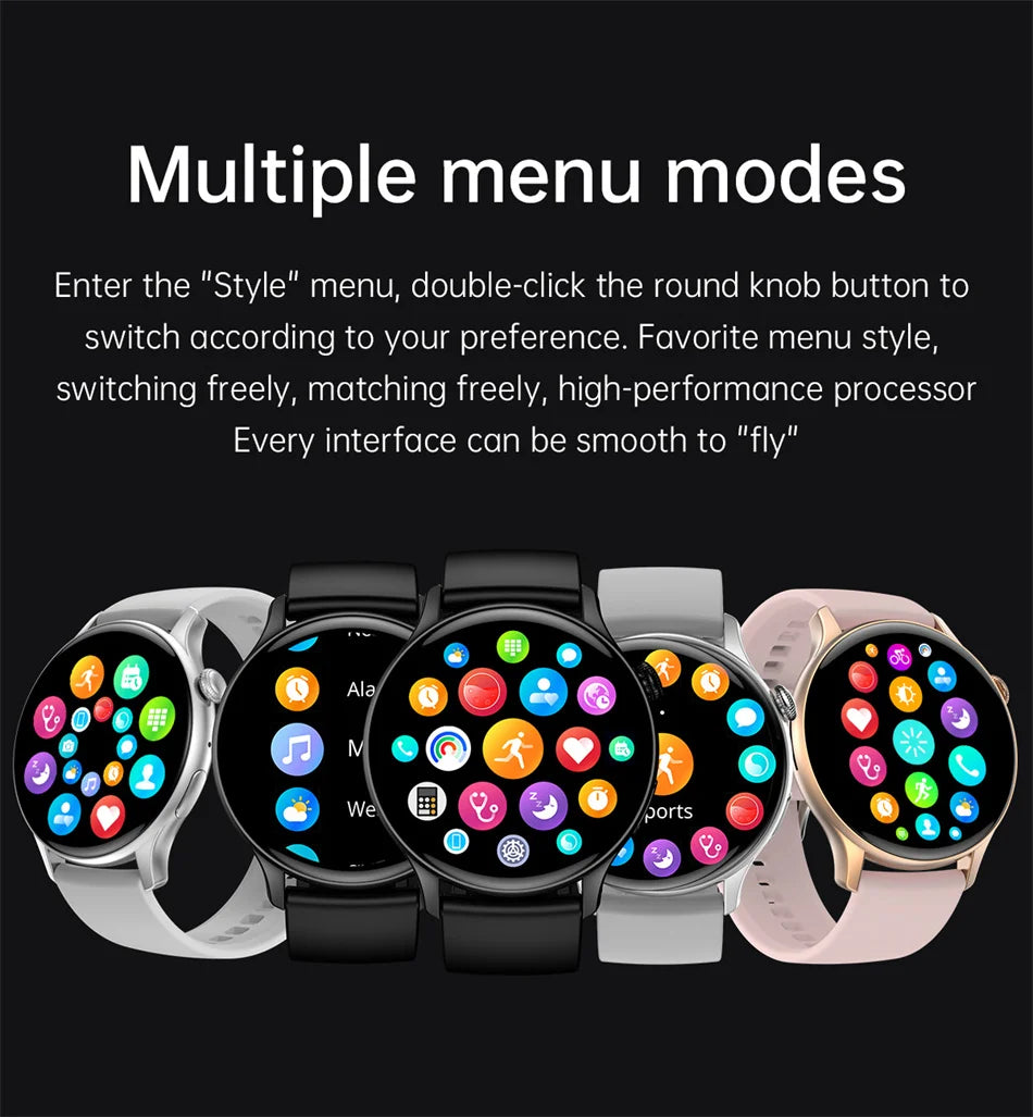2024 GPS Smart Watch Women 1.43 Inch AMOLED 466*466 HD Screen Sport Heart Rate NFC Custom Dial Bluetooth Call Smartwatch Ladies