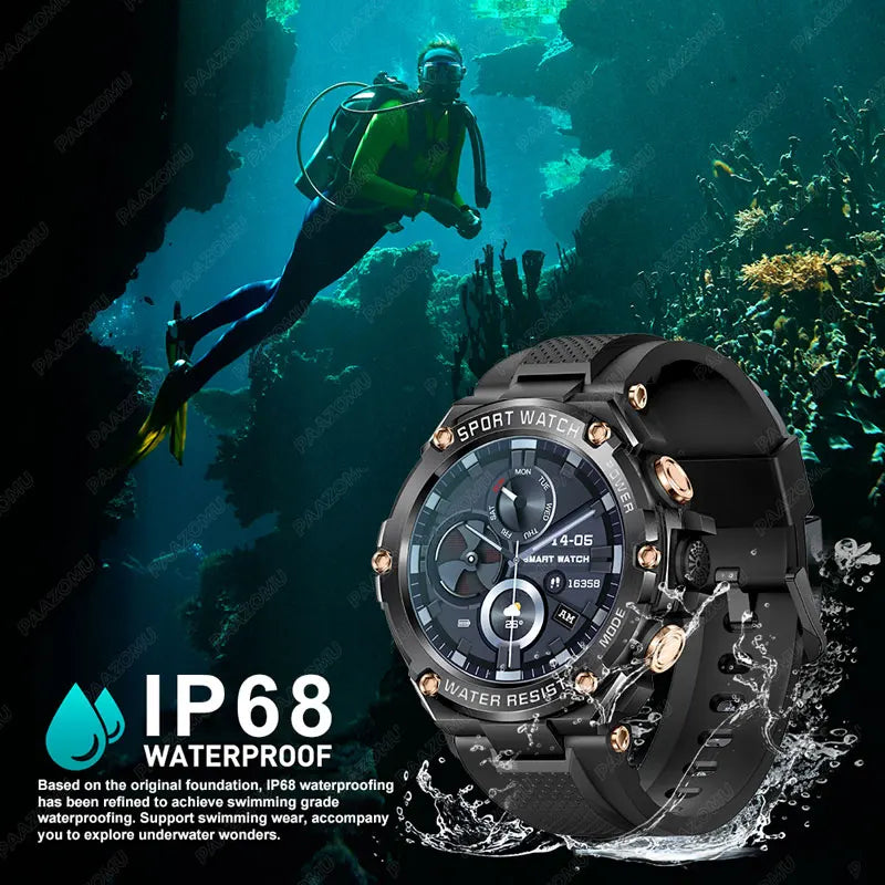 Outdoor Sport Smart Watch Men 800mAh Long Life Battery Bluetooth Call IP68 Waterproof Fitness Tracker SmartWatch For Android ios