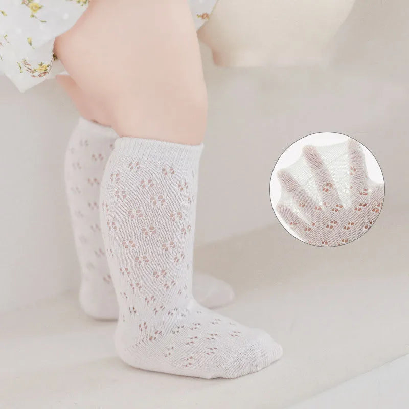 4 Pairs a Lot Hollow Out Mesh Toddler Infant Baby Girls Socks Middle Length Summer Knee Length Kids Tights Accessories