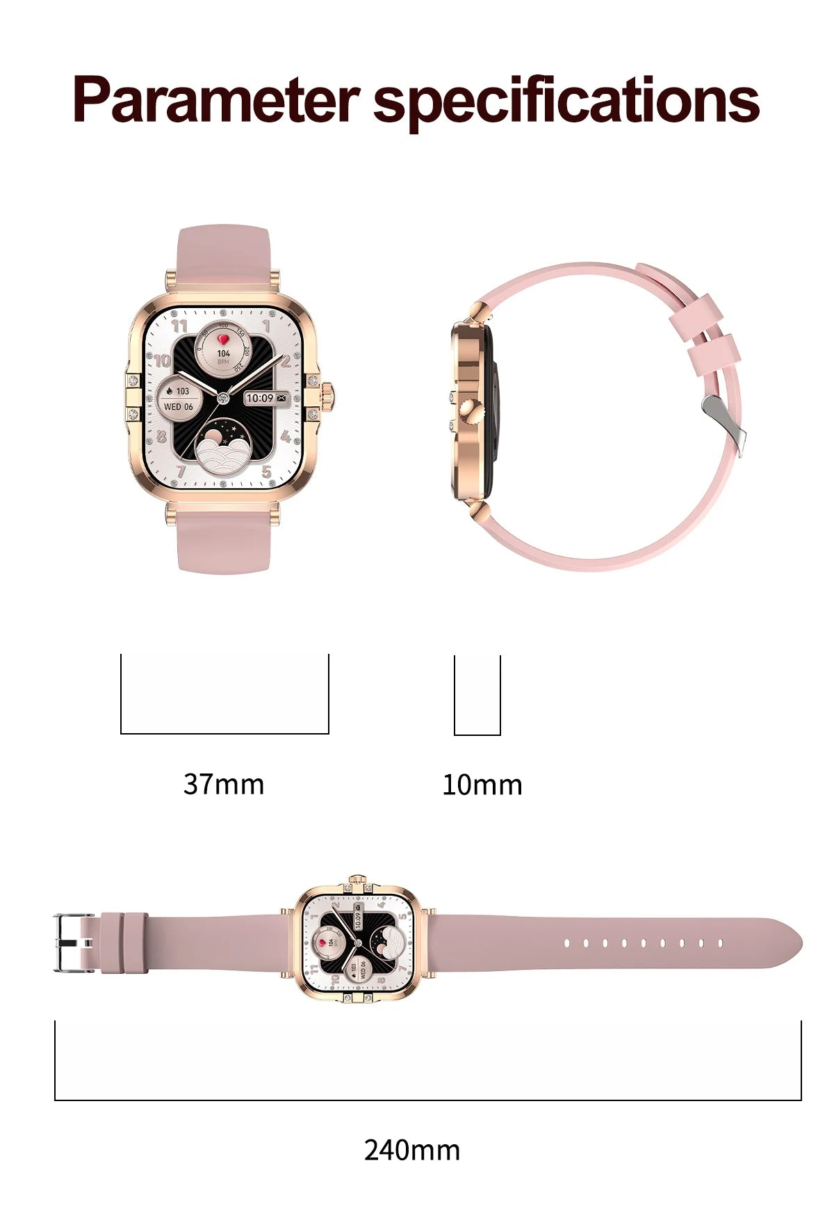 2026 best-selling women's smart watch, 1.75in, AMOLED HD screen, voice control, NFC, breathing exercises, women's health, SOS