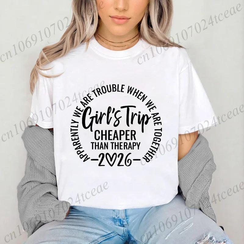 Girls Weekend Tshirt,Girls Trip 2026 T-Shirts，Matching Travel Tees,Besties Women's Clothing，Friendships Making New Memories Top