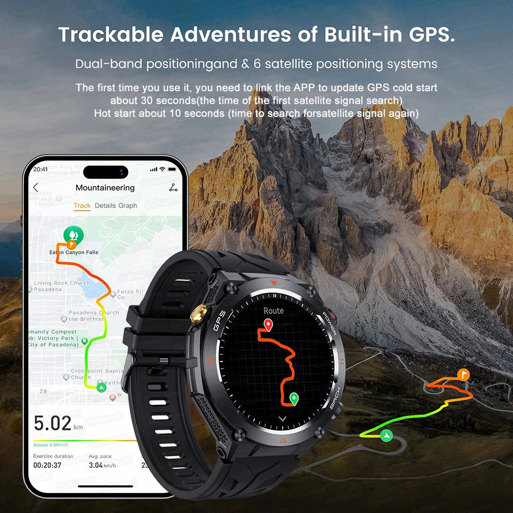 GPS Smart Watch Men Outdoor Digital Sports Fitness Smartwatch 650mAh AMOLED AOD Bluetooth Electronic Watch Women For Android IOS