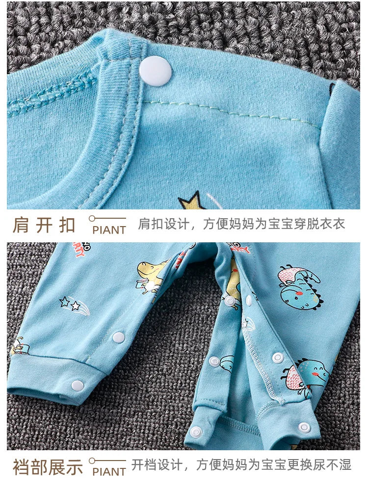 Newborn Baby Spring Autumn Romoers Long Sleeve Ha Clothes Baby Boys Girl New Year Costume For Baby Dinosaur Print Baby Clothes