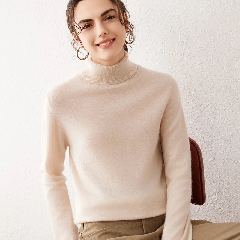 Ladies Sweater Cashmere Sweater Women Wool Turtleneck Knitwears 100% Cashmere Tops Long Sleeve Pullovers Jumpers Female Clothing