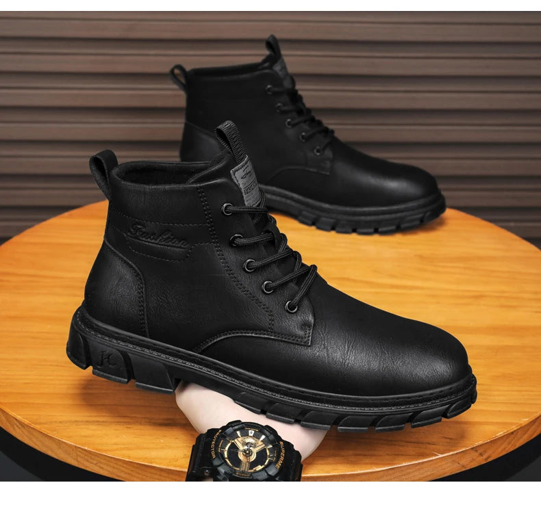 Winter Men Boots Outdoor Leather Ankle Boots Lightweight High Top Casual Boots Designer Male Work Boots Classic Handmade Boots