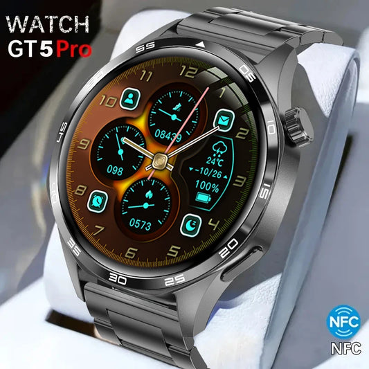 2024 New GPS Smart Watch Men For Huawei Watch GT5 Pro 360*360 HD Screen Bluetooth Call NFC IP68 Waterproof Heart rate Smartwatch