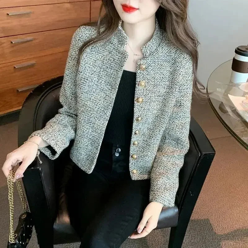Ladies Jackets Plain Short Women's Tweed Wool & Blends Coat Half Novelty Medium New In High Quality Single Fashion 2025 Hot