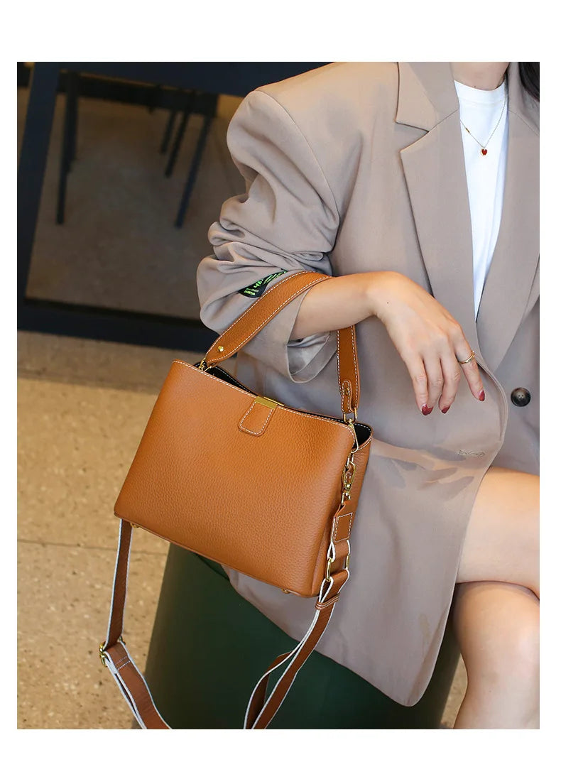 Retro bucket bag women's fashionable handbag large capacity new single shoulder crossbody bag Soft Leather multi-color wallet