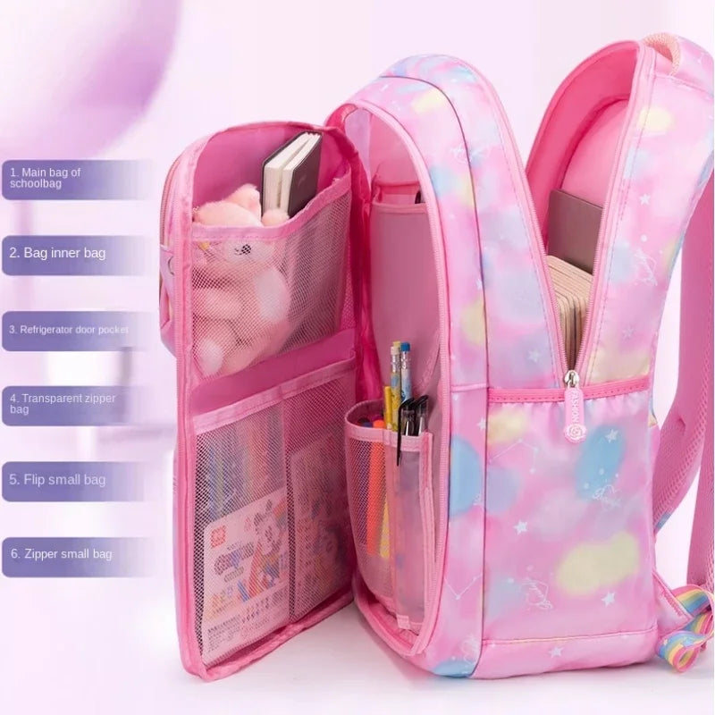 New Schoolbag Student Girls Children's Princess Refrigerator Door Backpack Spine Protector School Book Shoulder Bags cute