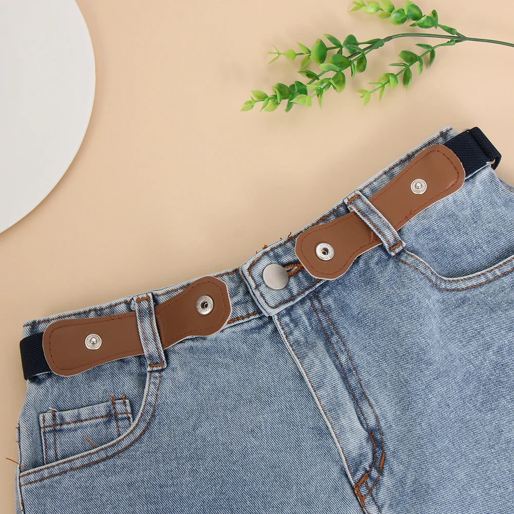 Fashion Stretch Boys and Girls Stretch Canvas Kids belts Waist Belt Buckle-Free Belt
