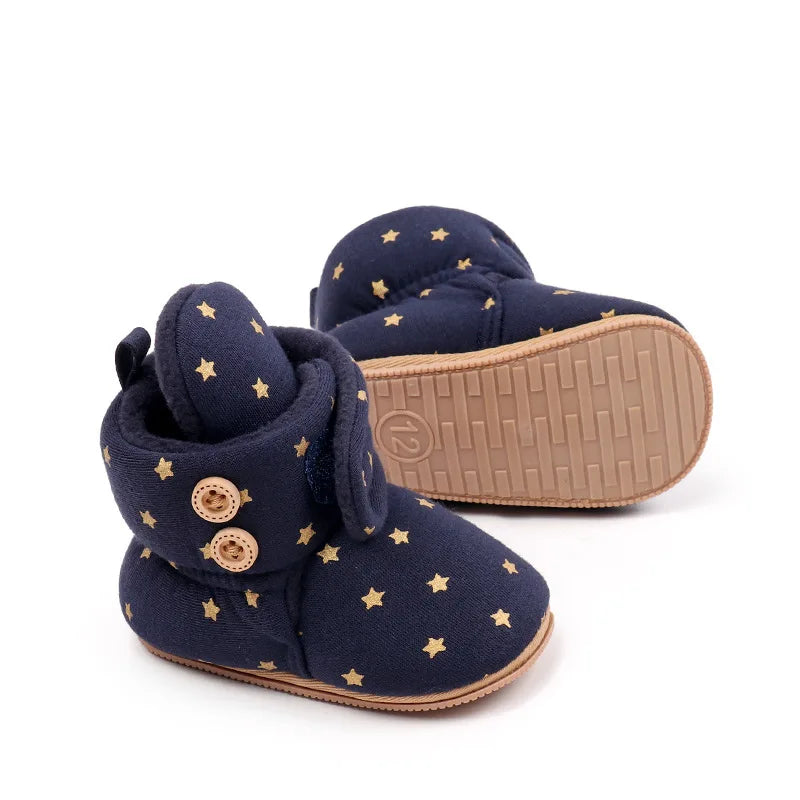 2024 Winter Baby Boots, Infant Girls Boys Warm Fashion Solid Shoes with Fuzzy Balls First Walkers Kid Shoes 0-18M High Quality