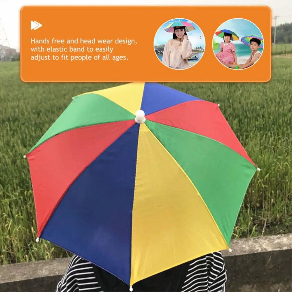 Summer Rain Umbrella Hat Foldable Sun Shade Waterproof Fishing Headwear Cap Beach Head Hats UV Protection Sunscreen