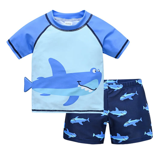 Honeyzone Baby Boy Swimwear Set Children's Swimsuit With Uv Protection Shark Print Swimming Bathing Suit For Kids Boys