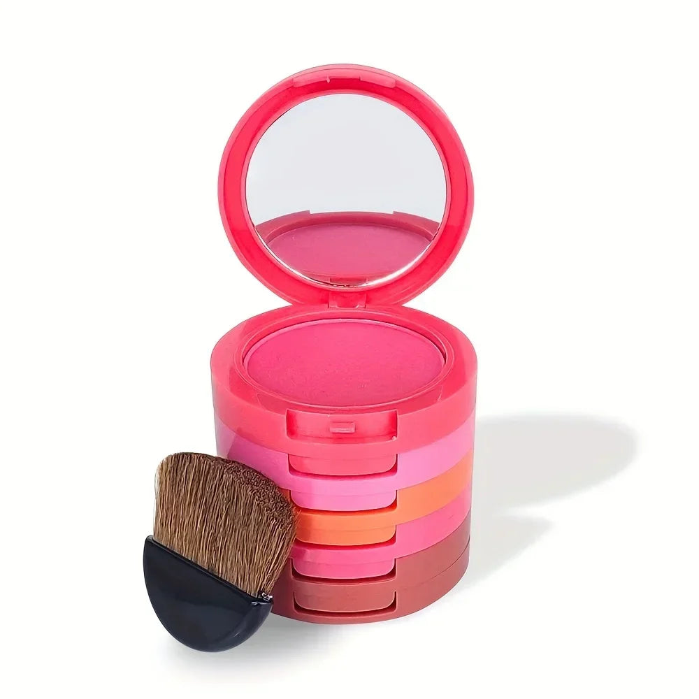 Multi layer 5-color powder blusher powder, waterproof and durable, suitable for all skin tones, creating a perfect makeup