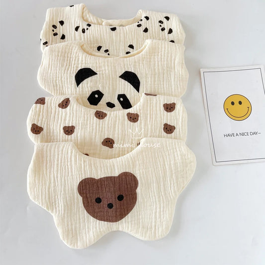 Baby Bibs Cotton Boys and Girls Bib Cute Print Newborn Burp Cloths Waterproof Infants Mesh Bibs Baby Feeding Accessories