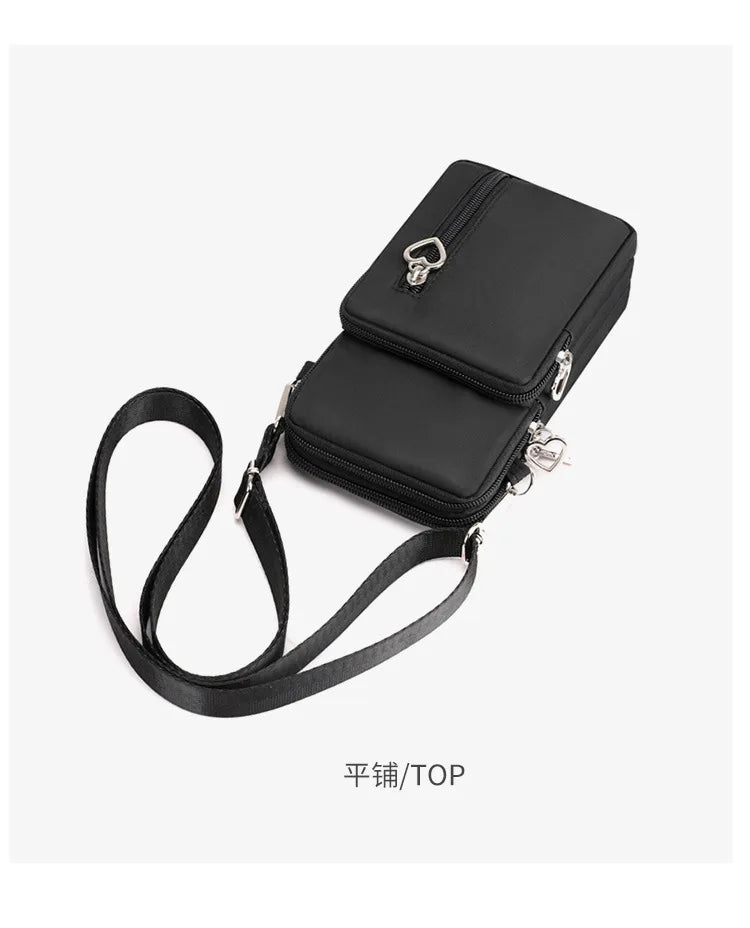 Waterproof Nylon Mobile Phone Versatile Mini Bag Purses Women's Shoulder Cross Body Messenger Bag