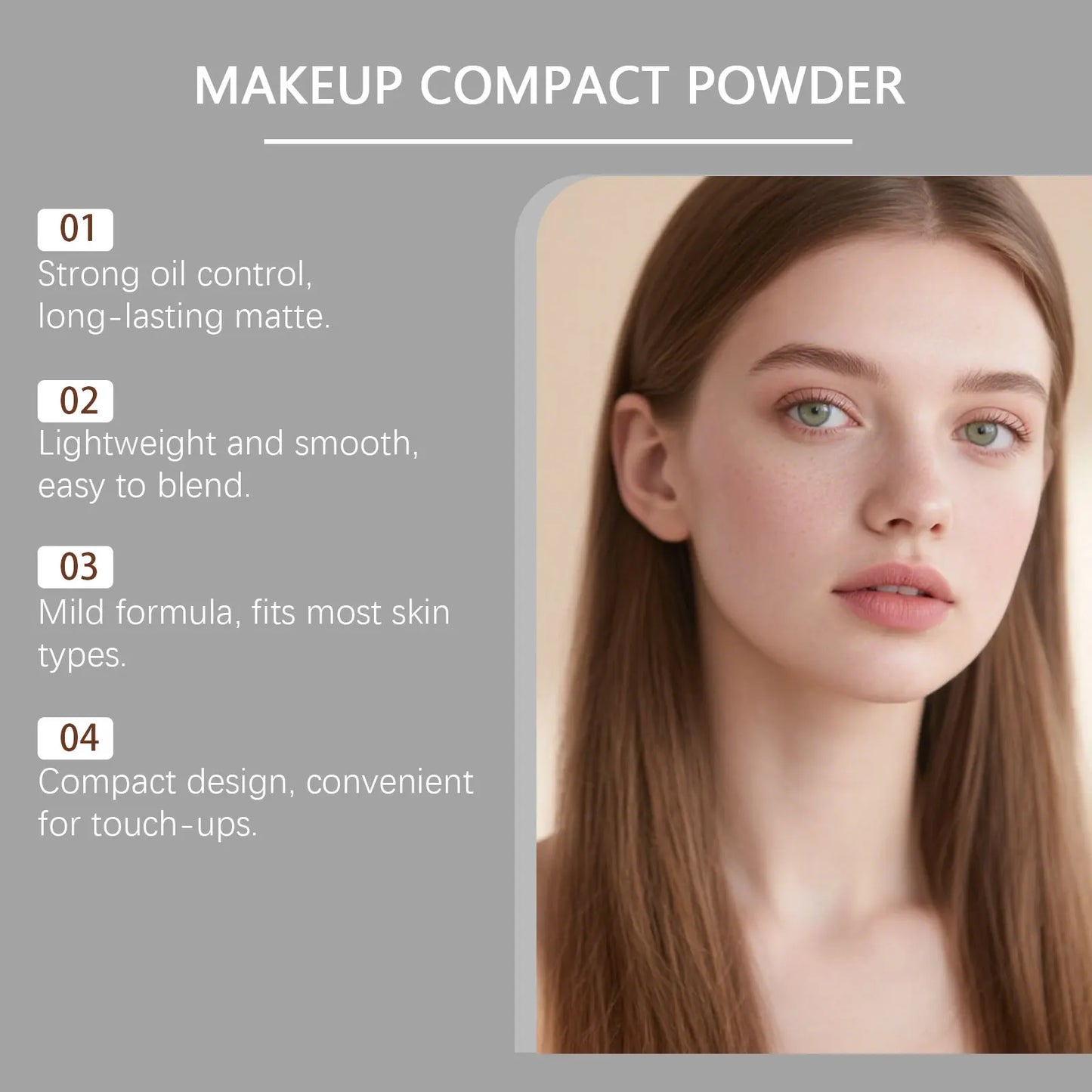 Oil Control Pressed Powder Matte Setting Long Lasting Three-Color Foundation Powder Dark Skin Natural Makeup Compact Powder