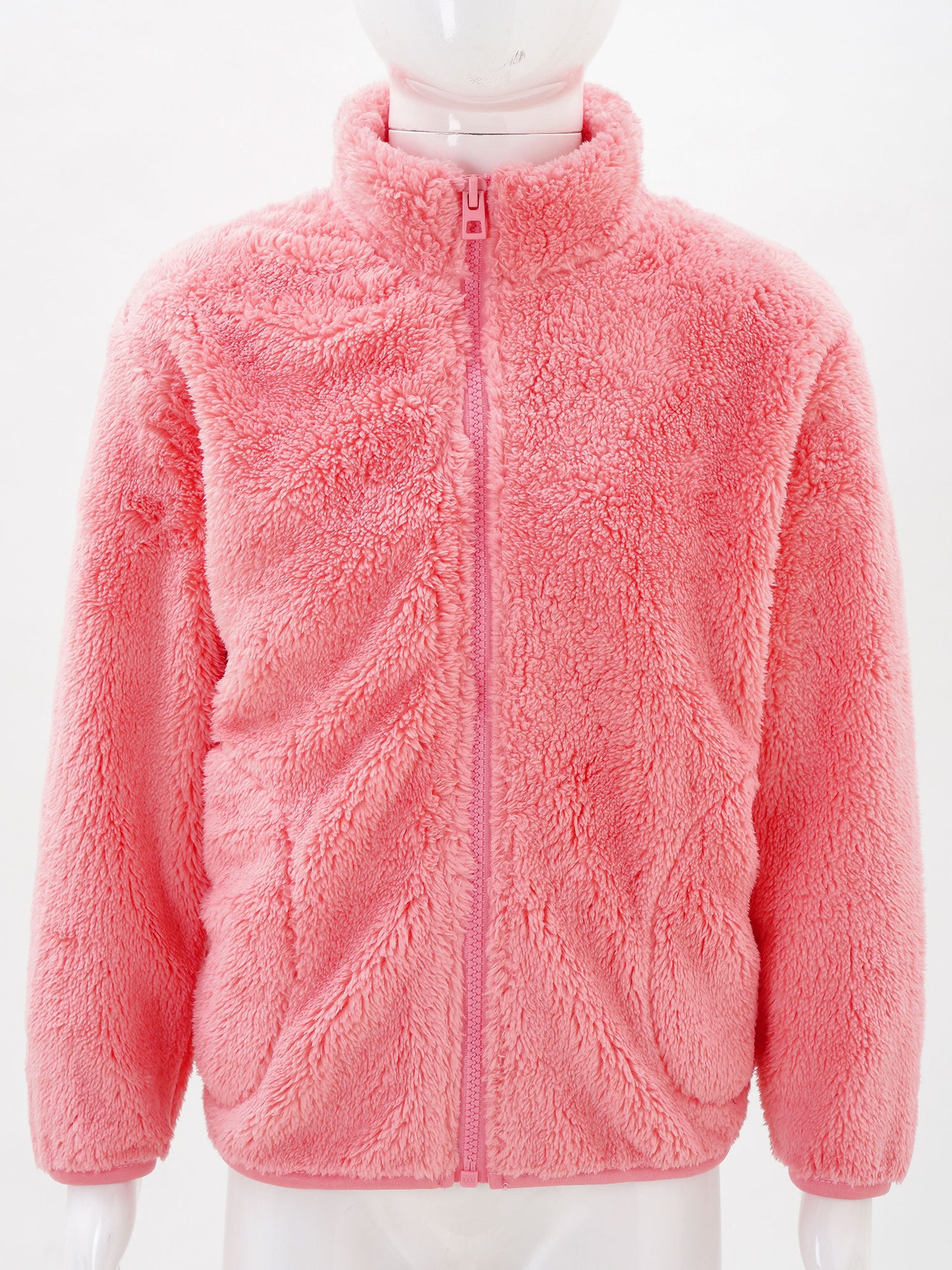 Girls Boys Warm Fleece Jacket Coat Full-Zip Turtleneck Tops with Pocket Fall Winter Outerwear for 2 Years-12 Years
